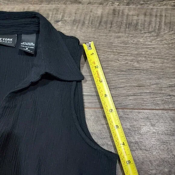 New York&Co Maxi Skirt Black Floral Sleevless Top Crinkle Size S 1990 Vintage - Picture 6 of 16